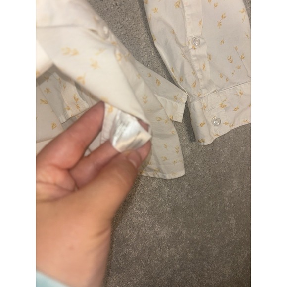 garnet hill white‎ button up foral blouse size 12 organic pima cotton - Picture 7 of 10